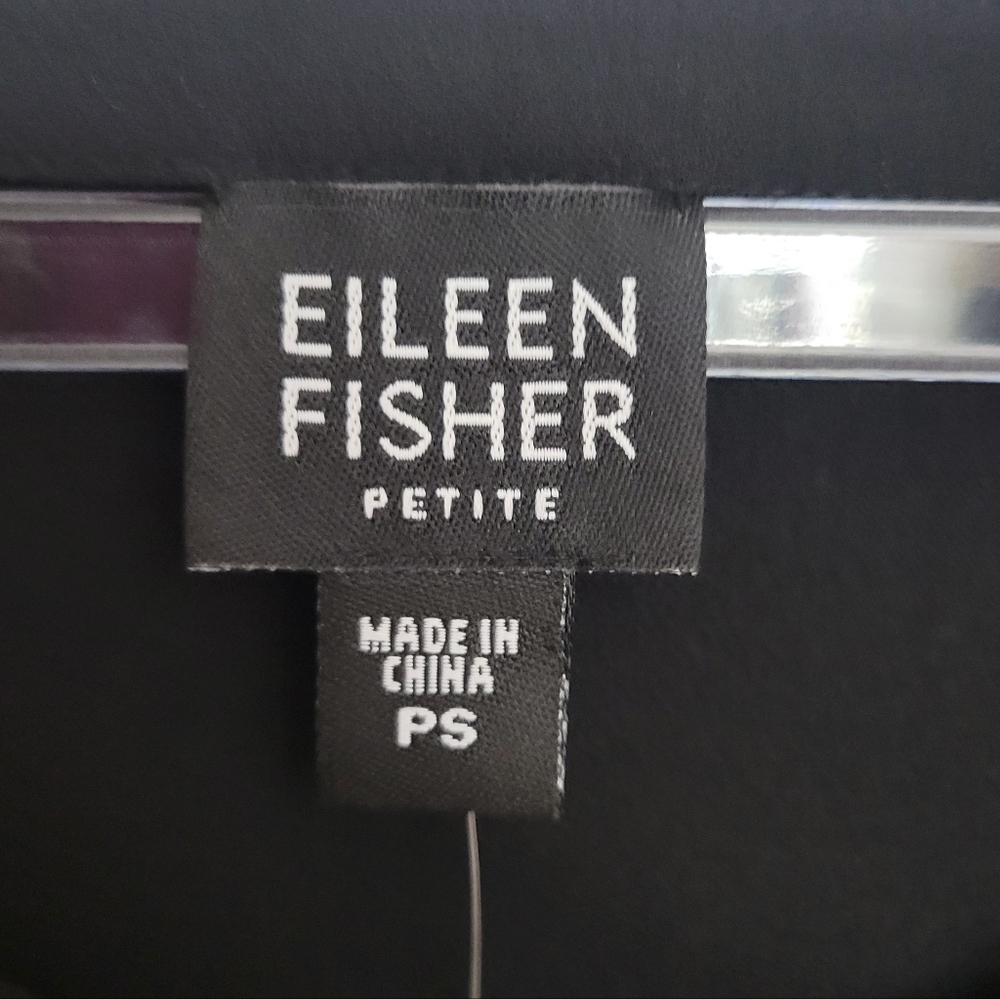 NWT Eileen Fisher $128 Silk Georgette Crepe Shell Black Size Petite Small - Picture 7 of 10